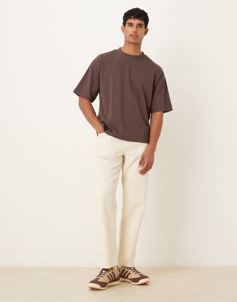 ASOS DESIGN breatheMAX™ heavyweight oversized boxy T-shirt in brown cotton blend - view 1