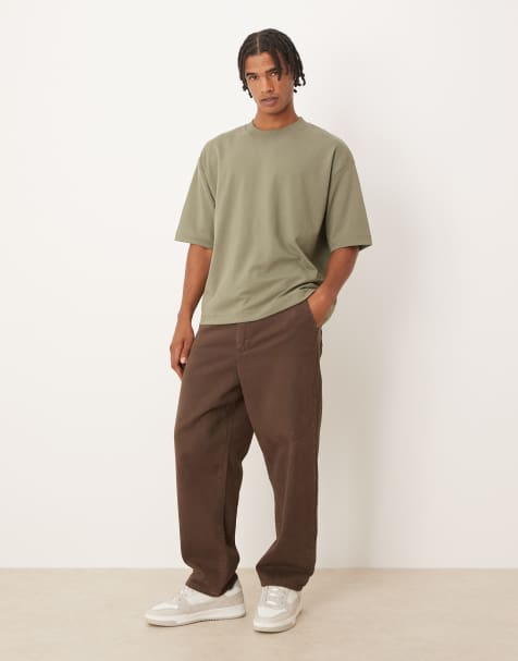 ASOS DESIGN breatheMAX™ heavyweight oversized boxy T-shirt in khaki green cotton blend - view 1