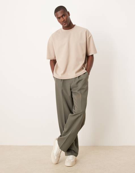 ASOS DESIGN breatheMAX™ heavyweight oversized boxy t-shirt in stone - view 1