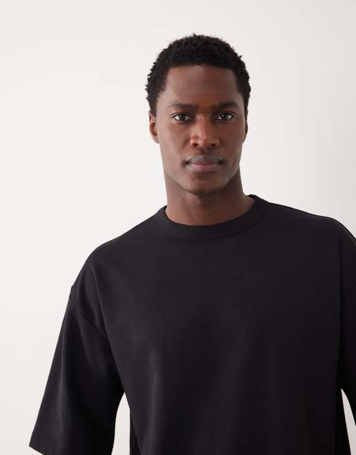 ASOS DESIGN breatheMAX™ heavyweight oversized half sleeve T-shirt in black cotton blend , 4 of 5