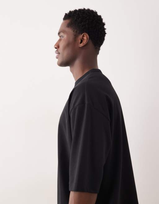 ASOS DESIGN breatheMAX™ heavyweight oversized half sleeve T-shirt in black cotton blend , 5 of 5