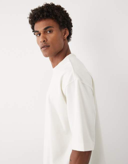 ASOS DESIGN breatheMAX™ heavyweight oversized half sleeve t-shirt in cream cotton blend , 3 of 5