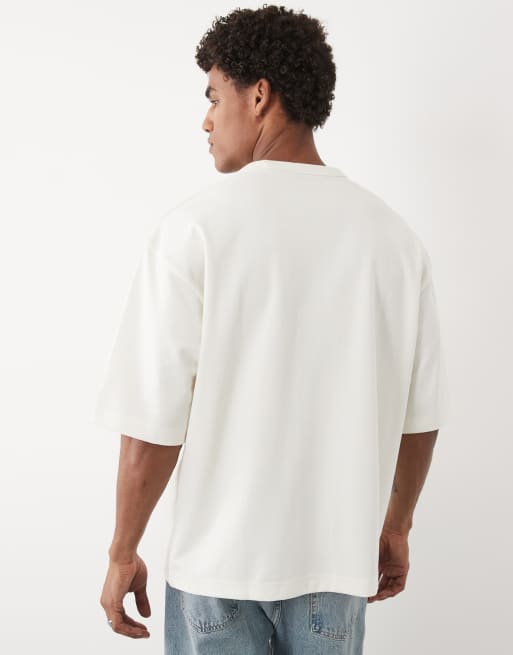 ASOS DESIGN breatheMAX™ heavyweight oversized half sleeve t-shirt in cream cotton blend , 5 of 5