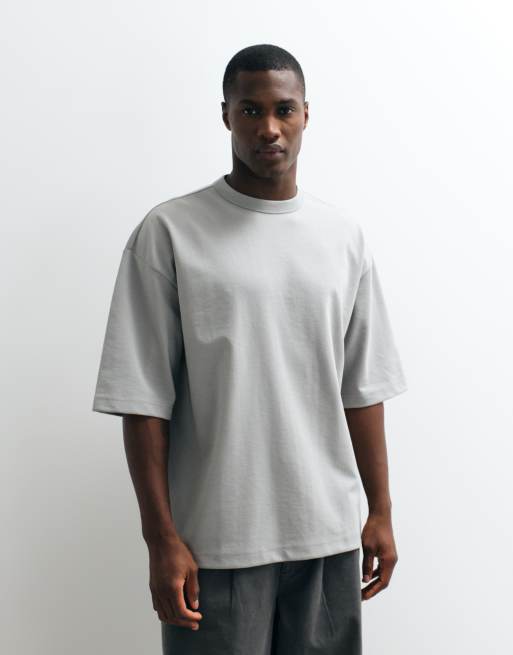 ASOS DESIGN breatheMAX™ heavyweight oversized half sleeve t-shirt in grey cotton blend , 4 of 5