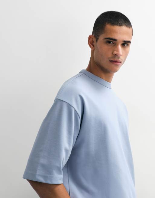 ASOS DESIGN breatheMAX™ heavyweight oversized half sleeve t-shirt in light blue cotton blend , 5 of 7