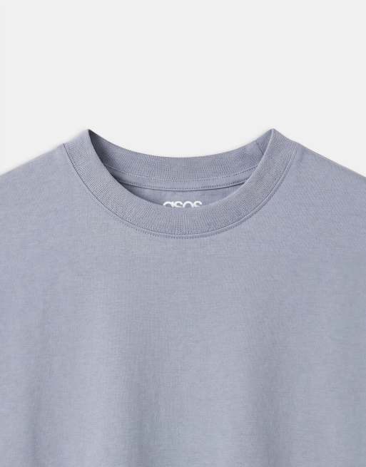 ASOS DESIGN breatheMAX™ heavyweight oversized half sleeve t-shirt in light blue cotton blend , 8 of 9