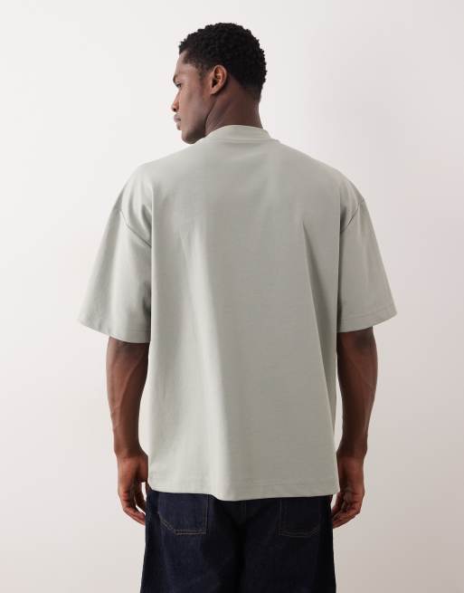 ASOS DESIGN breatheMAX™ heavyweight oversized high neck t-shirt in sage cotton blend, 3 of 5