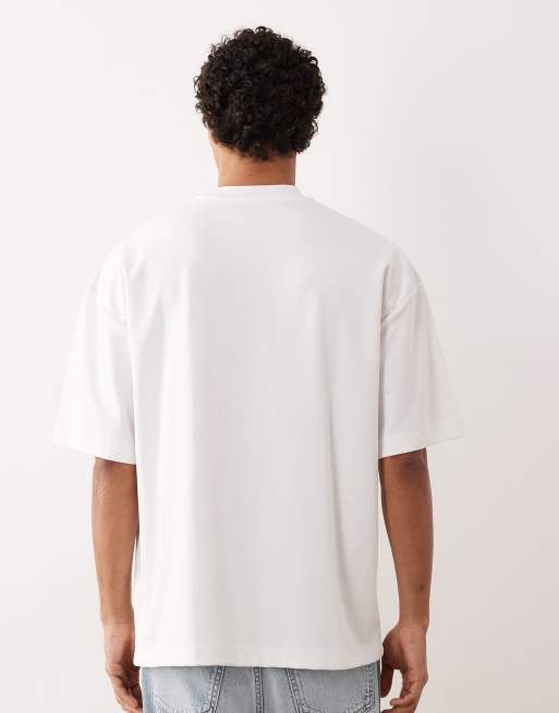 ASOS DESIGN breatheMAX™ heavyweight oversized high neck t-shirt in white cotton blend, 5 of 5