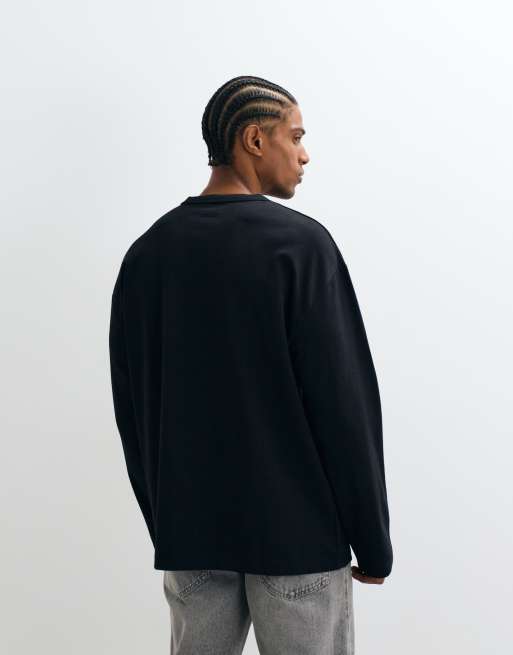 ASOS DESIGN breatheMAX™ heavyweight oversized long sleeve t-shirt in black cotton blend, 4 of 5