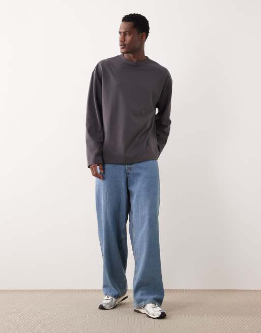 ASOS DESIGN breatheMAX™ heavyweight oversized long sleeve t-shirt in charcoal cotton blend, 2 of 5