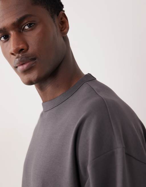 ASOS DESIGN breatheMAX™ heavyweight oversized long sleeve t-shirt in charcoal cotton blend, 5 of 5