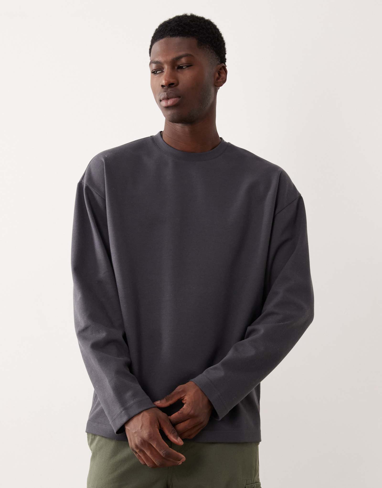 Футболка ASOS DESIGN breatheMAX™ heavyweight oversize с длинным рукавом из темно-коричневой хлопчатобумажной смеси