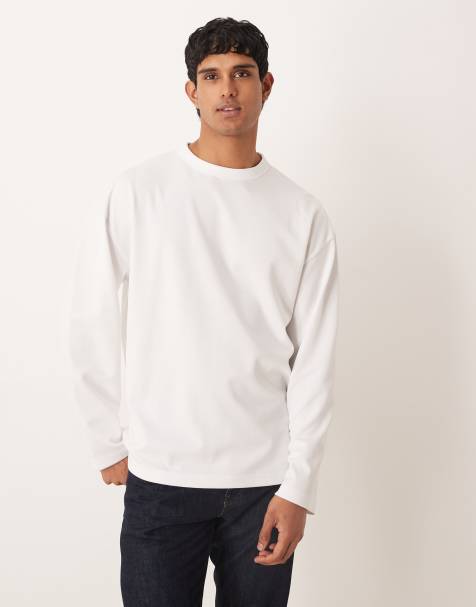 ASOS DESIGN breatheMAX™ heavyweight oversized long sleeve T-shirt in white cotton blend - view 1