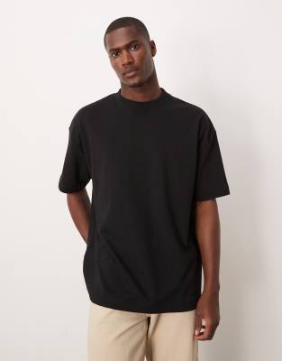 ASOS DESIGN breatheMAX™ heavyweight oversized t-shirt in black cotton blend - view 1