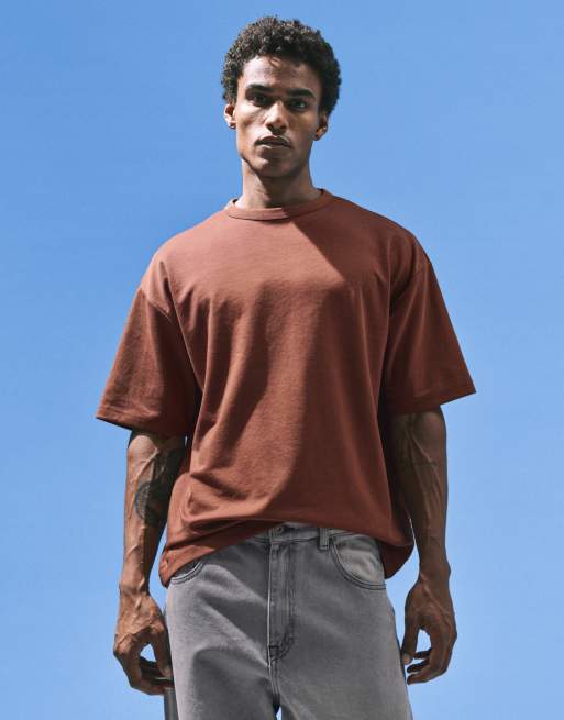 ASOS DESIGN breatheMAX™ heavyweight oversized T-shirt in brown cotton blend, 4 of 5
