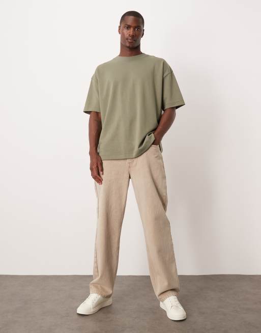 ASOS DESIGN breatheMAX™ heavyweight oversized T-shirt in khaki cotton blend, 2 of 5