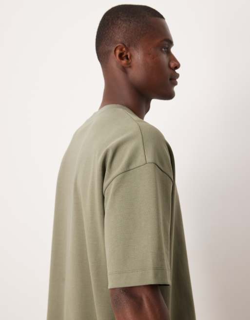 ASOS DESIGN breatheMAX™ heavyweight oversized T-shirt in khaki cotton blend, 3 of 5