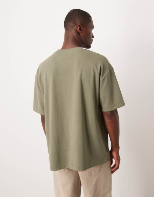 ASOS DESIGN breatheMAX™ heavyweight oversized T-shirt in khaki cotton blend, 4 of 5