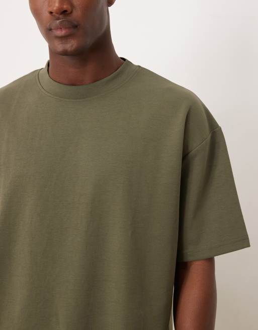  ASOS DESIGN breatheMAX™ heavyweight oversized t-shirt in khaki cotton blend, 4 of 5