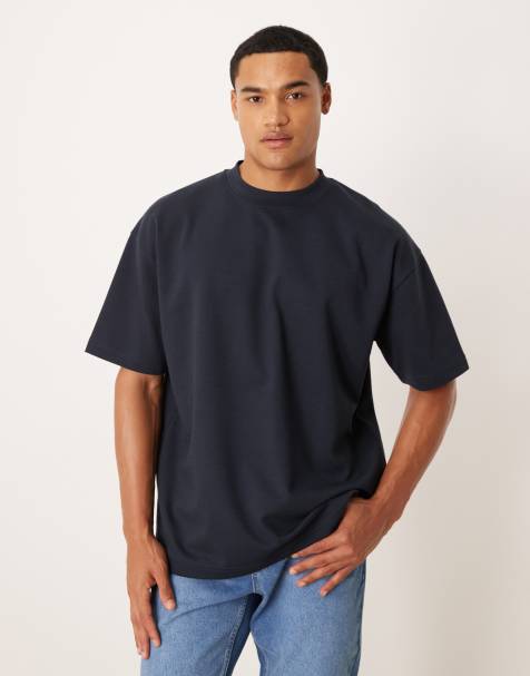 ASOS DESIGN breatheMAX™ heavyweight oversized t-shirt in navy cotton blend - view 1
