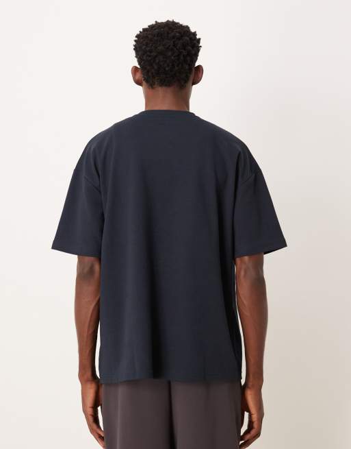 ASOS DESIGN breatheMAX™ heavyweight oversized t-shirt in navy cotton blend