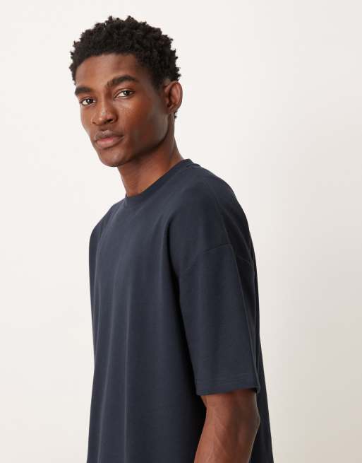 ASOS DESIGN breatheMAX™ heavyweight oversized t-shirt in navy cotton blend