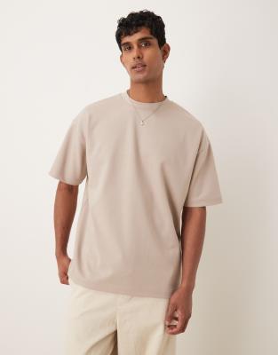ASOS DESIGN breatheMAX™ heavyweight oversized T-shirt in stone cotton blend-Neutral