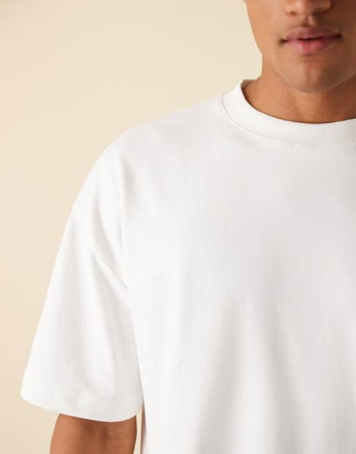 ASOS DESIGN breatheMAX™ heavyweight oversized T-shirt in white cotton blend