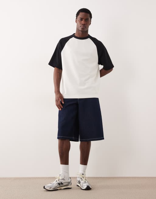 ASOS DESIGN breatheMAX™ heavyweight oversized t-shirt with contrast raglan in cream cotton blend, 2 of 5