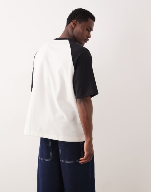 ASOS DESIGN breatheMAX™ heavyweight oversized t-shirt with contrast raglan in cream cotton blend, 3 of 5