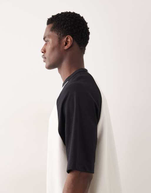 ASOS DESIGN breatheMAX™ heavyweight oversized t-shirt with contrast raglan in cream cotton blend, 4 of 5