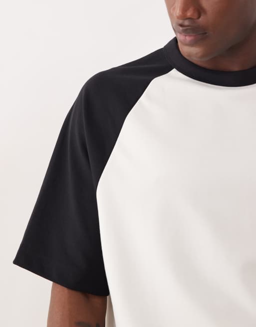 ASOS DESIGN breatheMAX™ heavyweight oversized t-shirt with contrast raglan in cream cotton blend, 5 of 5