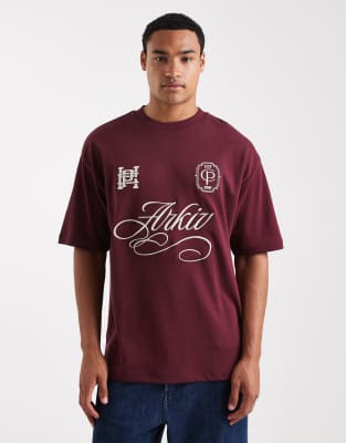 Asos Design Breathemax™ Heavyweight Oversized T-shirt With Sports Graphic In Red