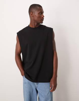 ASOS DESIGN breatheMAX™ heavyweight oversized tank in black cotton blend 