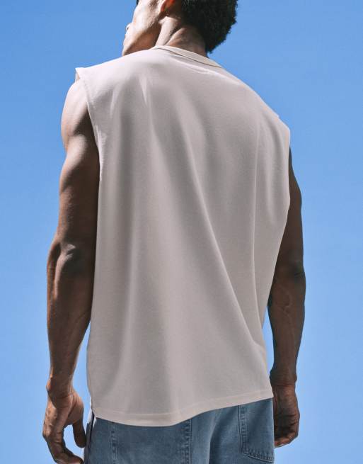 ASOS DESIGN breatheMAX™ heavyweight oversized tank in cream cotton blend , 5 of 5