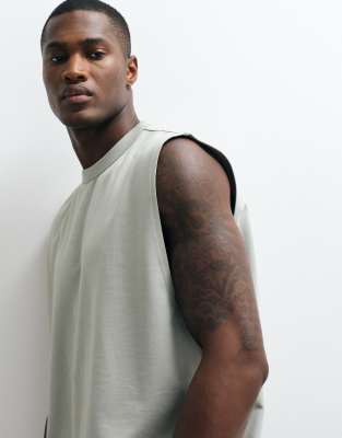 Asos Design Breathemax™ Heavyweight Oversized Tank In Green