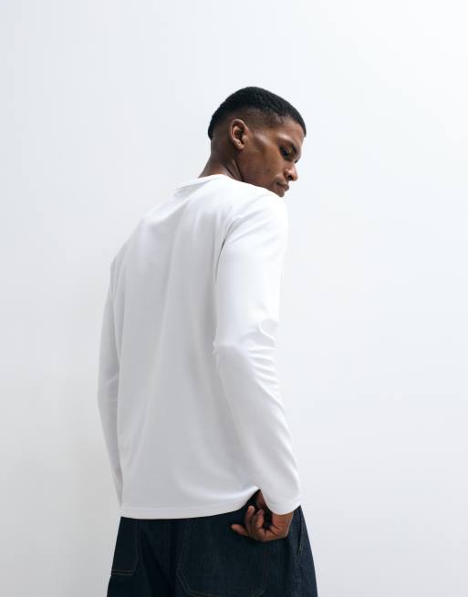 ASOS DESIGN breatheMAX™ heavyweight regular fit long sleeve t-shirt in white cotton blend  , 4 of 5