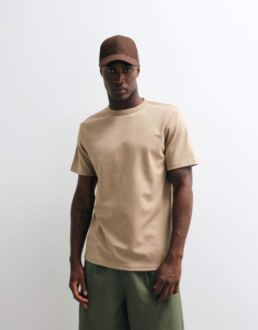 ASOS DESIGN breatheMAX™ heavyweight regular fit t-shirt in beige cotton blend , 3 of 5