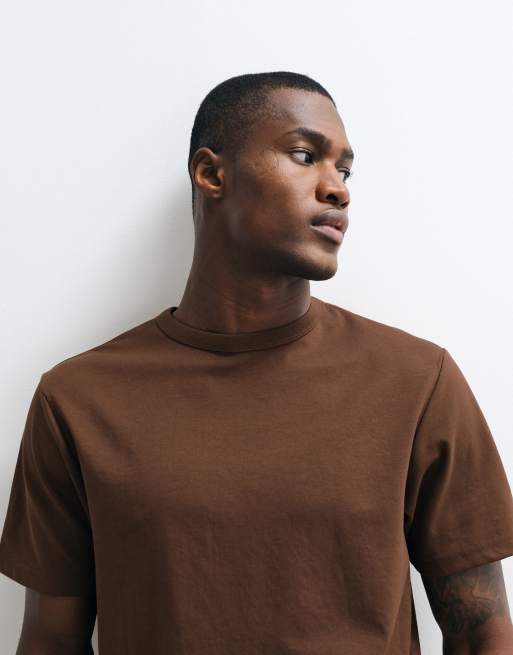 ASOS DESIGN breatheMAX™ heavyweight regular fit t-shirt in brown cotton blend , 2 of 5
