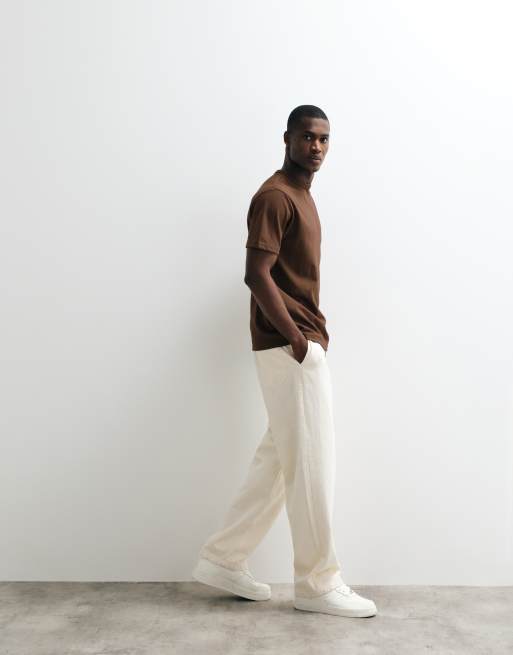 ASOS DESIGN breatheMAX™ heavyweight regular fit t-shirt in brown cotton blend , 3 of 5