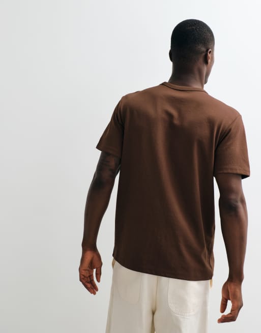 ASOS DESIGN breatheMAX™ heavyweight regular fit t-shirt in brown cotton blend , 4 of 5