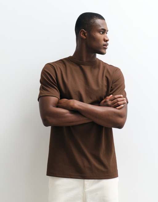 ASOS DESIGN breatheMAX™ heavyweight regular fit t-shirt in brown cotton blend , 5 of 5
