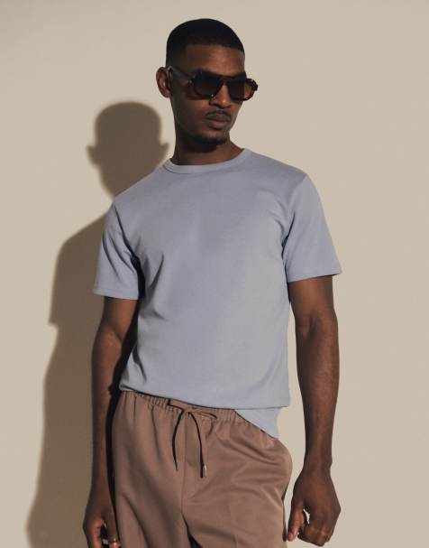 ASOS DESIGN breatheMAX™ heavyweight regular fit t-shirt in light blue cotton blend - view 1