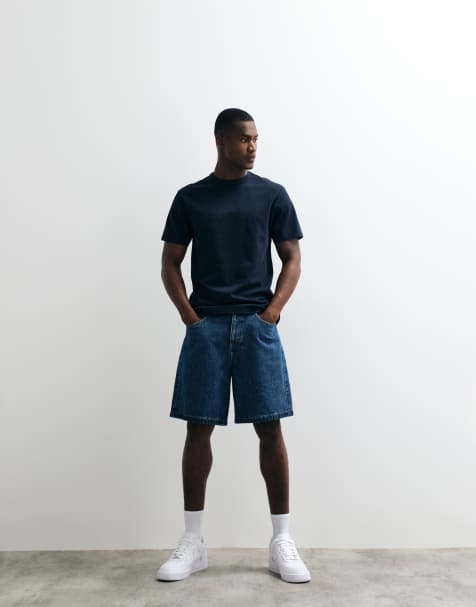 ASOS DESIGN breatheMAX™ heavyweight regular fit t-shirt in navy cotton blend - view 1