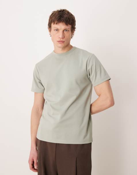 ASOS DESIGN breatheMAX™ heavyweight regular fit t-shirt in sage cotton blend - view 1