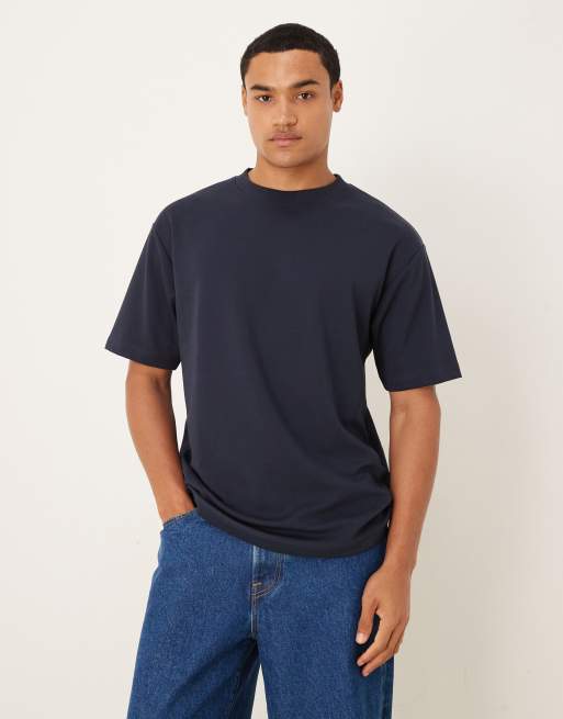 ASOS DESIGN breatheMAX™ heavyweight relaxed cotton blend T-shirt in navy