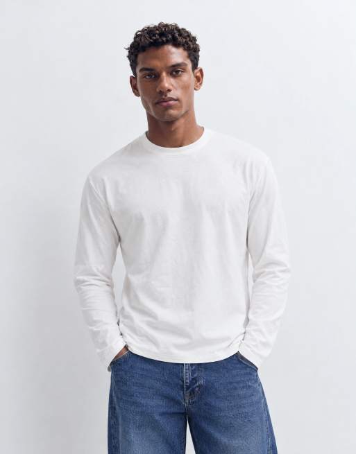 ASOS DESIGN breatheMAX™ heavyweight relaxed long sleeve t-shirt in white cotton blend , 10 of 10
