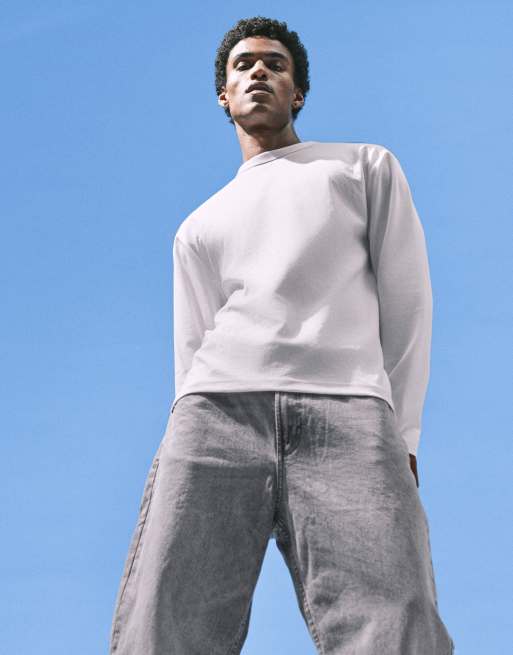 ASOS DESIGN breatheMAX™ heavyweight relaxed long sleeve t-shirt in white cotton blend , 2 of 5