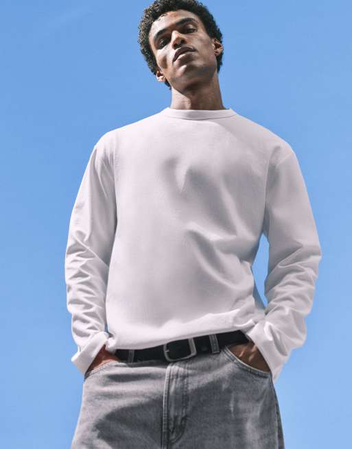 ASOS DESIGN breatheMAX™ heavyweight relaxed long sleeve t-shirt in white cotton blend , 4 of 5