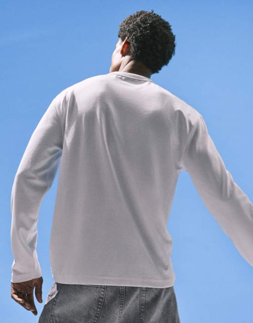 ASOS DESIGN breatheMAX™ heavyweight relaxed long sleeve t-shirt in white cotton blend , 5 of 5